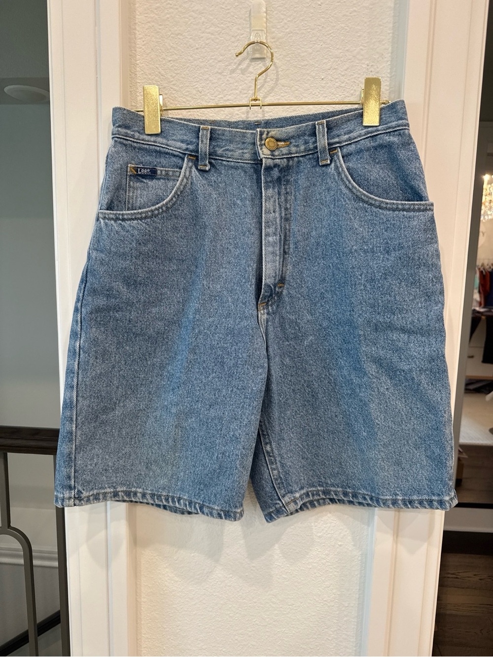 Vintage Lee High Rise Bermuda Denim Shorts Women’s Size 12 Medium Wash